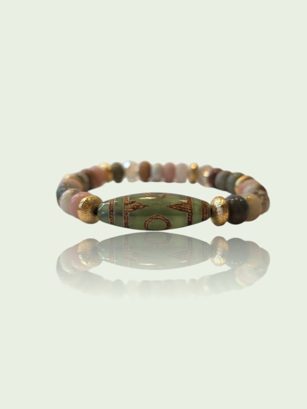 Tibetan Chalcedony Bead and Pink Opal & Agate Bead Bracelet by Fucci Minnulli